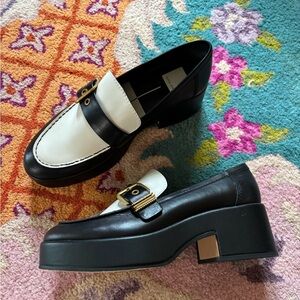 Black and White Platform Dolce Vita Buckle Loafers